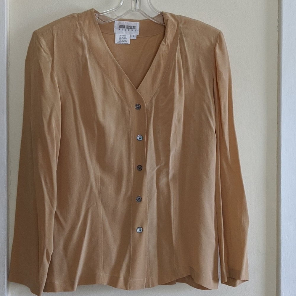 Vintage Silk Hugo Buscati Blouse Top size 6